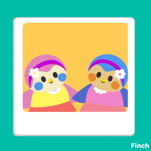 a picture of two dolls with the word finch under them