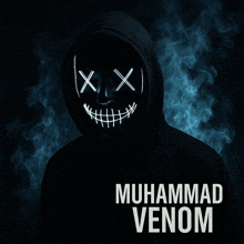 a muhammad venom poster with a person in a mask