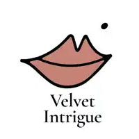 a logo for velvet intrigue has a drawing of a mouth