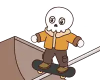 a teddy bear wearing a black shirt with a skull on it is riding a skateboard down a ramp