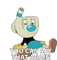 You Can Say That Again Mugman Sticker - You Can Say That Again Mugman The Cuphead Show Stickers