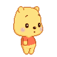 winnie the pooh cute blushing pixel art chibi