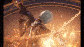 a video game character is chained to a wall and surrounded by flames .