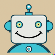a cartoon drawing of a robot with a smile