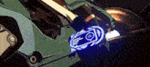 a close up of a cartoon character holding a device that says rfi on it