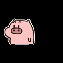 a cartoon drawing of a pig and a white duck .