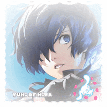 a blue haired anime character with the name yuk de kita