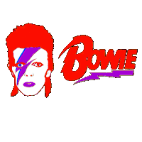 a blue and green logo for bowie with a lightning bolt