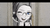 a black and white cartoon of a girl wearing glasses and a hoodie .