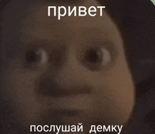 a blurred image of a person 's face with the words " привет " written above it