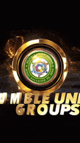 a poster for humble uni groups with a gold circle in the middle