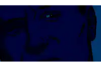 a gray and blue background with a triangle in the middle of it