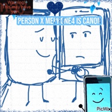 person x mephone 4 is canon written on a drawing