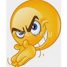 a cartoon smiley face with an angry face and a hand covering his mouth .