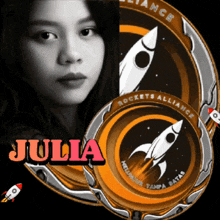 julia rockets alliance logo with a woman in the background