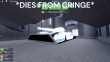 a screenshot of a video game with the words dies from cringe