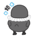 a cartoon penguin wearing a white collar and a scarf is standing on a white background .