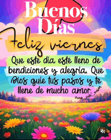 a picture of flowers with the words buenos dias feliz viernes on it