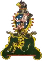 a cartoon drawing of a leopard and a man on top of it