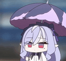 a girl with purple hair is holding a purple umbrella