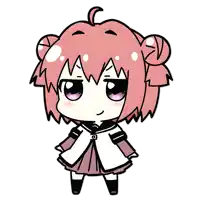 a drawing of a girl with pink hair