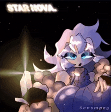 a drawing of a cartoon character with the words star nova written above her