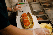 subway sandwich making