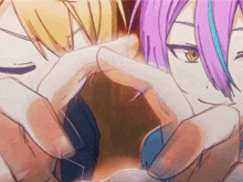 a drawing of a man and a woman touching each other 's faces