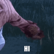 a close up of a person 's arm with the word hi written on it