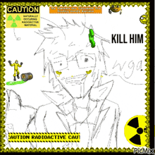 a drawing of a man with a green clover in his hair and the words kill him