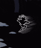 a black and white pixel art of a fist in the dark