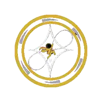 a pixel art drawing of a circle with a star in the middle