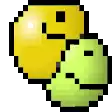 a pixel art of a yellow and green face