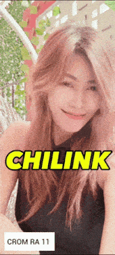 a picture of a woman with the word chilink written on it
