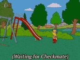 a cartoon character is waiting for a checkmate