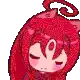 a pixel art drawing of a girl with red hair and an angel wing .