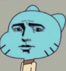 gumball from the amazing world of gumball is making a face .