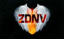 a heart with white wings and the word zdnv in red