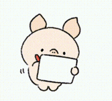 a cartoon of a pig holding a sign that says v103 love it