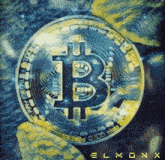 a painting of a coin with the letter b in the center