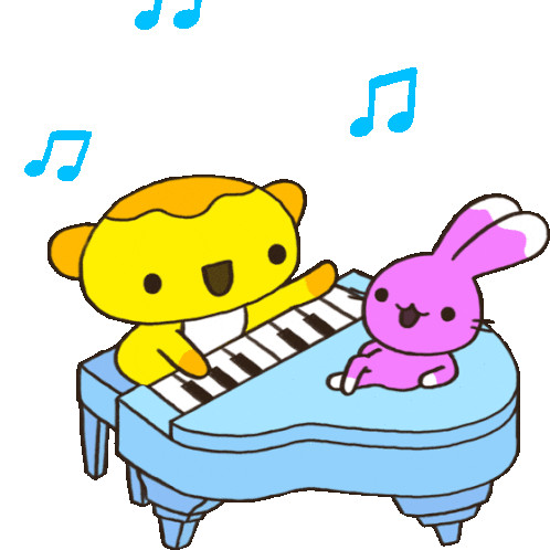 Buniboo And Bearuloo Crooning Sticker - Buniboo And Bearuloo Piano Music Stickers