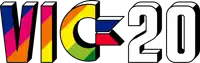 a rainbow colored logo that says vic-20 on it