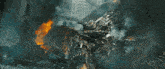 a scene from a movie shows a city being destroyed
