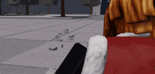a cartoon character is sitting on a red carpet