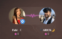 a picture of a man and a woman with the name arick on the bottom right