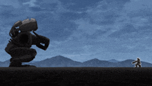 a cartoon illustration of a robot and a man
