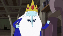 a cartoon character with a long beard and a crown on his head
