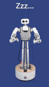 a robot with the word zzz on the top