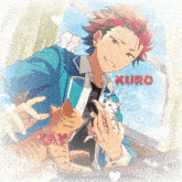 a boy with red hair and the name kuro