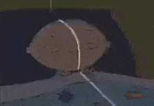 a cartoon character is laying in bed with his mouth open